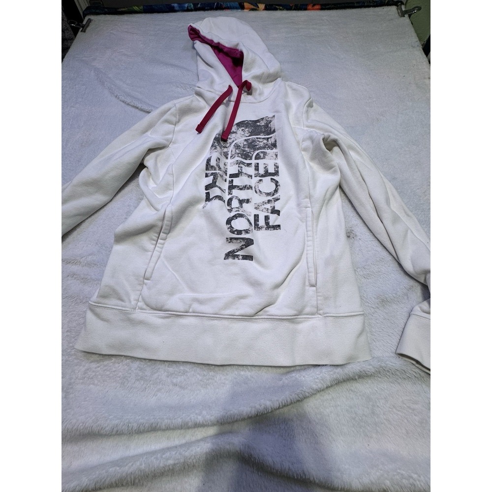 The North Face Womens Sweater Small White Hoodie Fleece Pullover Outdoors Logo